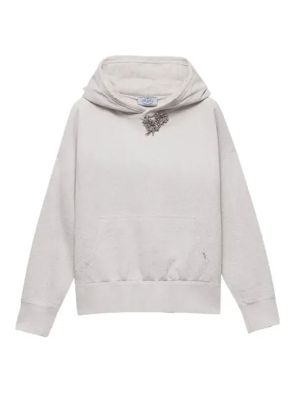 Jewel Brooch Cotton Hoodie