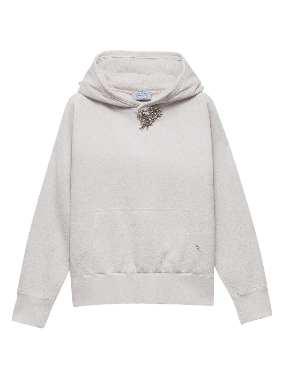 Prada Jewel Brooch Cotton Hoodie
