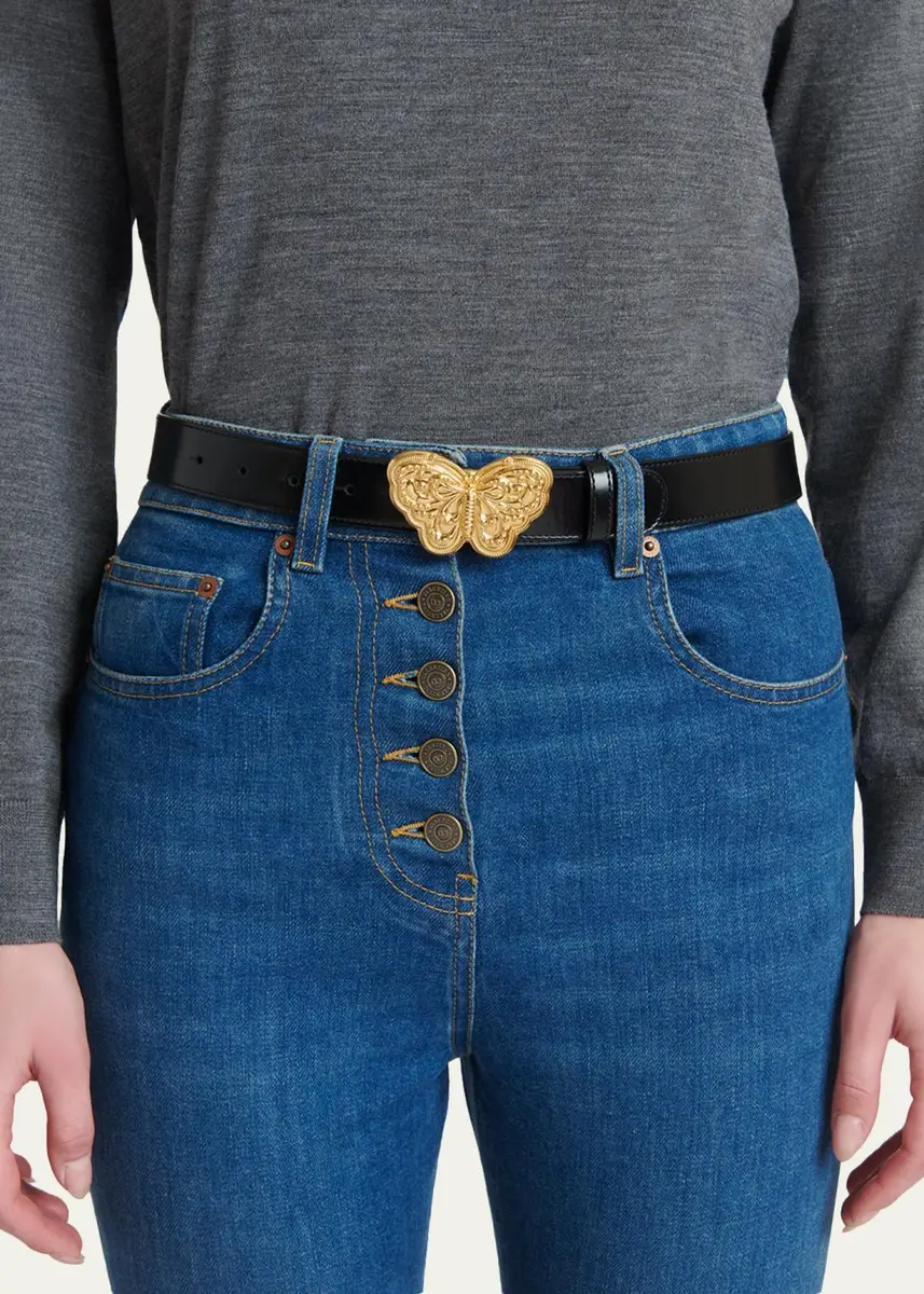 Valentino Garavani Butterfly Buckle Leather Belt 30MM | Thumbnail 2 Valentino Garavani Butterfly Buckle Leather Belt 30MM | Thumbnail 2