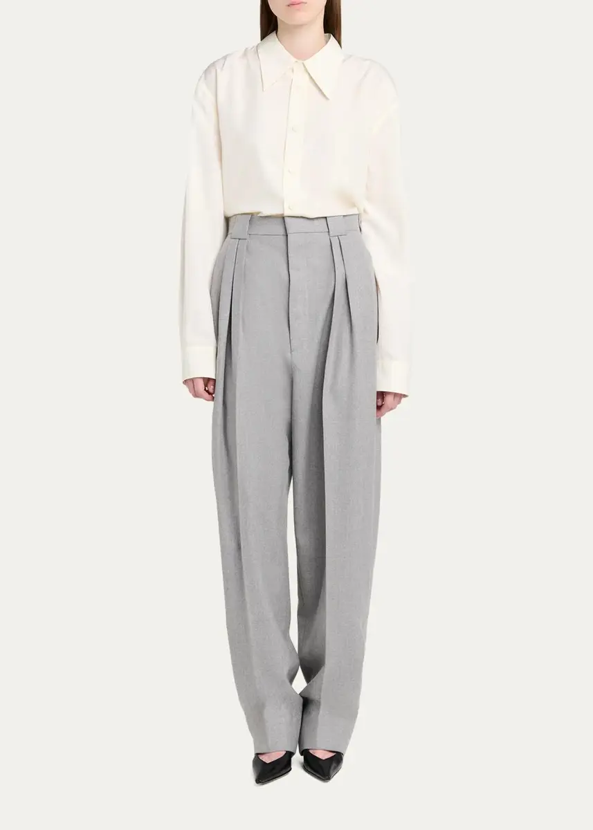 Bottega Veneta Pleated Wool Barrel-Leg Trousers | Thumbnail 2 Bottega Veneta Pleated Wool Barrel-Leg Trousers | Thumbnail 2
