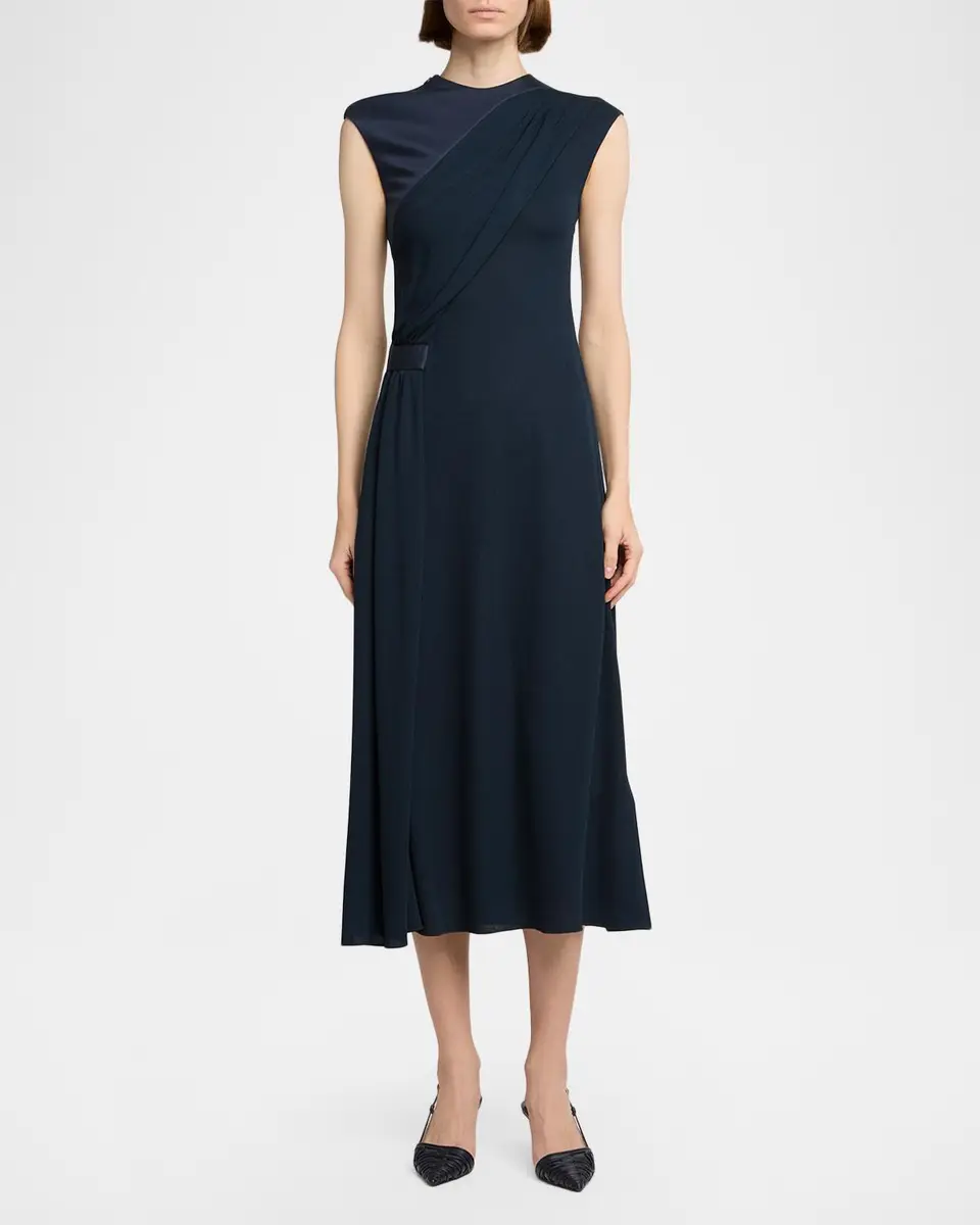 Giorgio Armani Gathered Sleeveless Midi Dress | Thumbnail 2 Giorgio Armani Gathered Sleeveless Midi Dress | Thumbnail 2