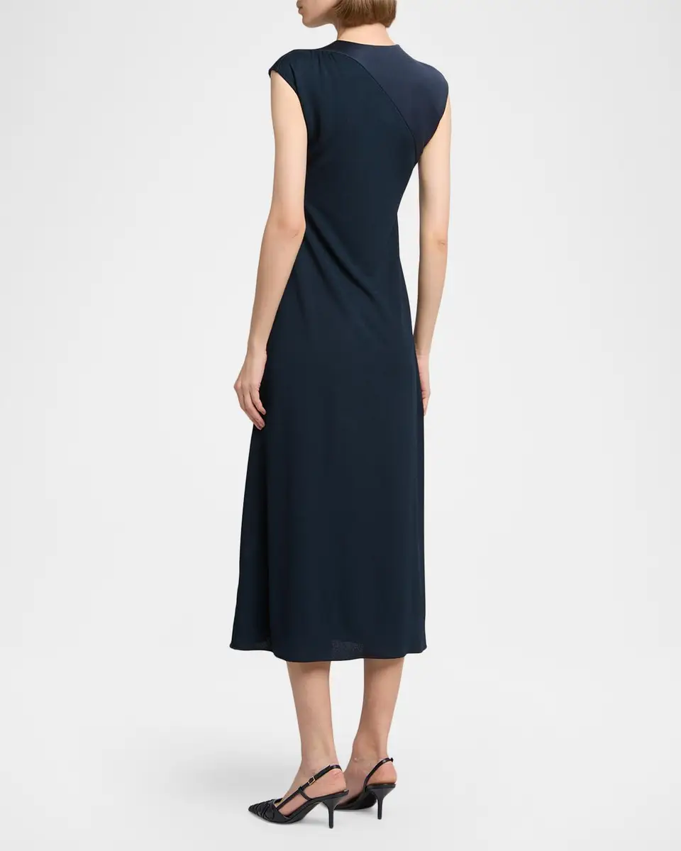 Giorgio Armani Gathered Sleeveless Midi Dress | Thumbnail 3 Giorgio Armani Gathered Sleeveless Midi Dress | Thumbnail 3