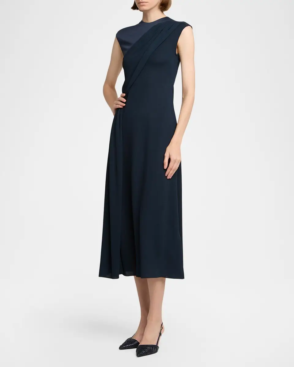 Giorgio Armani Gathered Sleeveless Midi Dress | Thumbnail 4 Giorgio Armani Gathered Sleeveless Midi Dress | Thumbnail 4