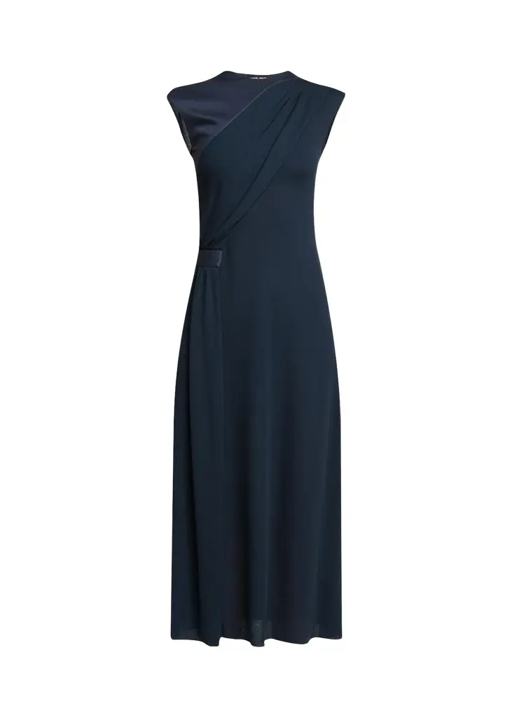 Giorgio Armani Gathered Sleeveless Midi Dress | Image 1 Giorgio Armani Gathered Sleeveless Midi Dress | Image 1