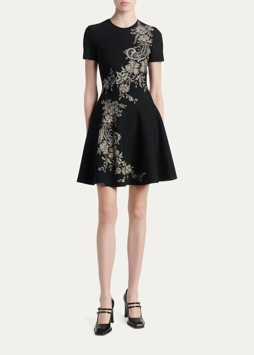 Alexander McQueen Volume Asymmetric Jacquard Mini Dress | Thumbnail 2 Alexander McQueen Volume Asymmetric Jacquard Mini Dress | Thumbnail 2
