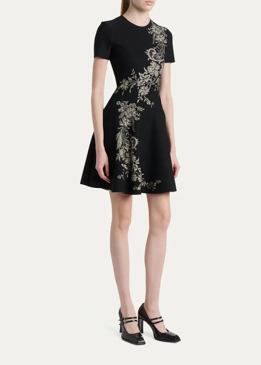 Alexander McQueen Volume Asymmetric Jacquard Mini Dress | Thumbnail 4 Alexander McQueen Volume Asymmetric Jacquard Mini Dress | Thumbnail 4