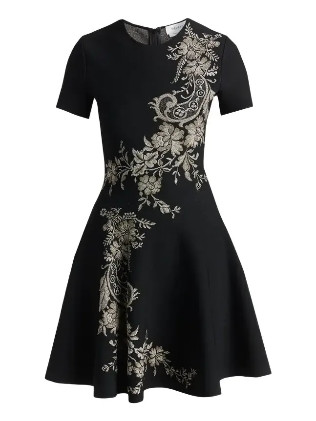 Volume Asymmetric Jacquard Mini Dress