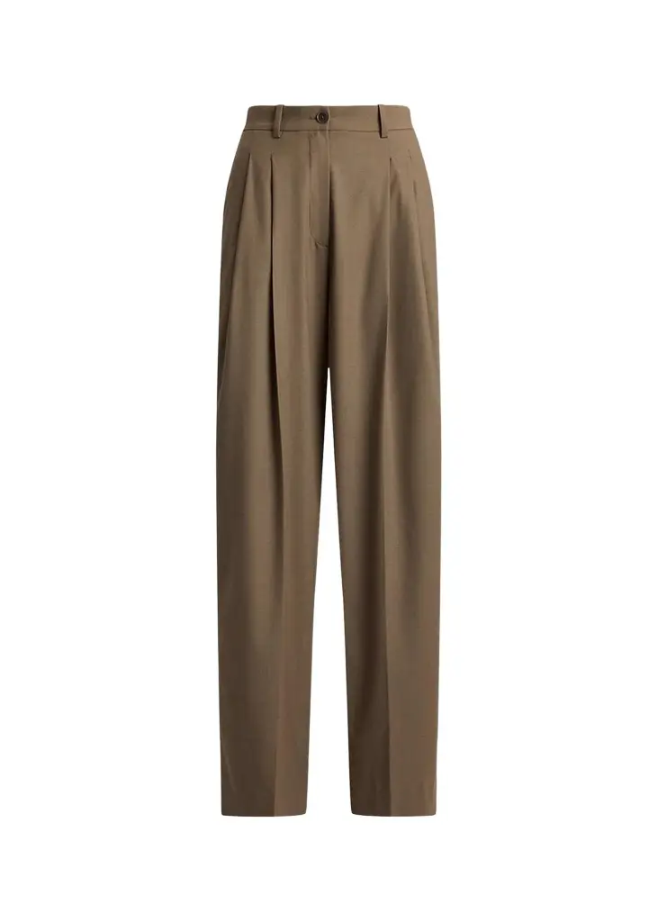 Ralph Lauren Collection Clarice Wool-Blend Pleated Wide-Leg Pants | Image 1 Ralph Lauren Collection Clarice Wool-Blend Pleated Wide-Leg Pants | Image 1