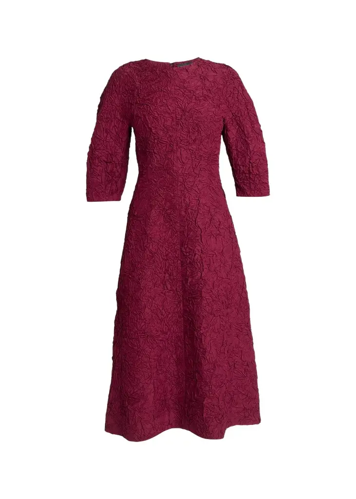 Proenza Schouler Alin Crushed Silk Curved-Sleeve Midi Dress | Image 1 Proenza Schouler Alin Crushed Silk Curved-Sleeve Midi Dress | Image 1