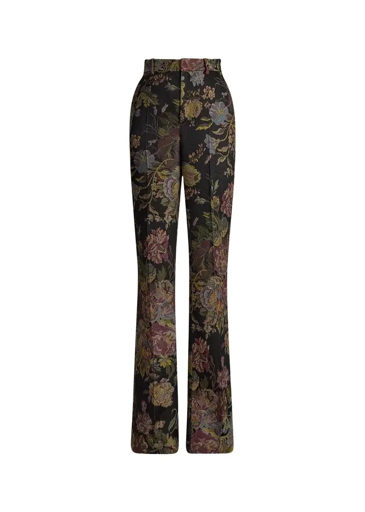 Ralph Lauren Collection Wrigley II Floral Jacquard Bootcut-Leg Pants | Image 1 Ralph Lauren Collection Wrigley II Floral Jacquard Bootcut-Leg Pants | Image 1