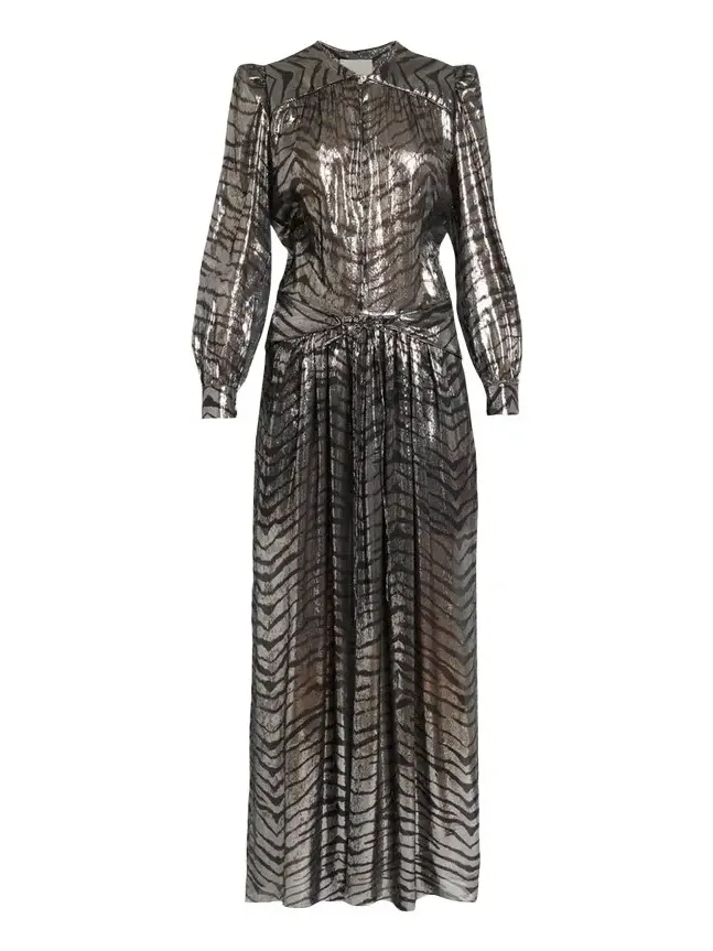 Isabel Marant Felby Metallic Tiger-Print Long-Sleeve Maxi Dress | Thumbnail 1 Isabel Marant Felby Metallic Tiger-Print Long-Sleeve Maxi Dress | Thumbnail 1