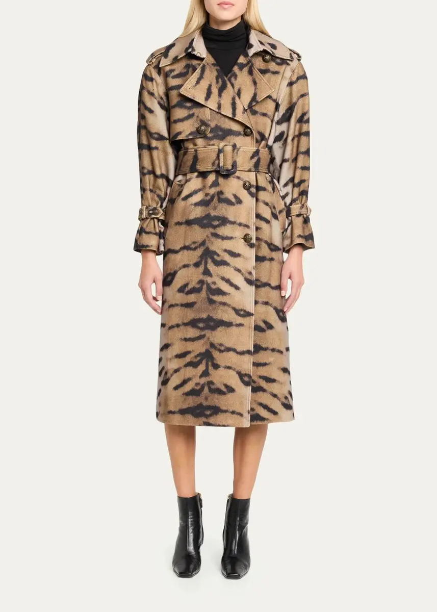 Kobi Halperin Nicole Tiger-Print Wool Trench Coat | Thumbnail 2 Kobi Halperin Nicole Tiger-Print Wool Trench Coat | Thumbnail 2