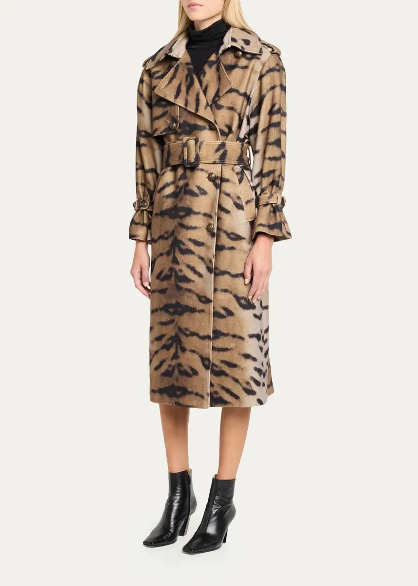 Kobi Halperin Nicole Tiger-Print Wool Trench Coat | Thumbnail 4 Kobi Halperin Nicole Tiger-Print Wool Trench Coat | Thumbnail 4