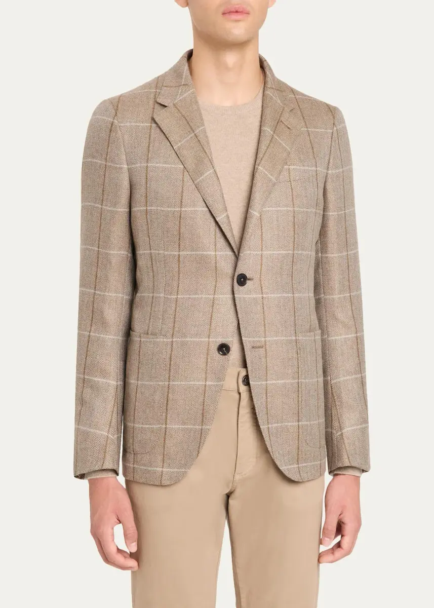 Zegna Men's Cashmere Grid Check Sport Coat | Thumbnail 4 Zegna Men's Cashmere Grid Check Sport Coat | Thumbnail 4