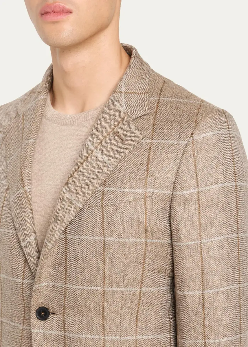 Zegna Men's Cashmere Grid Check Sport Coat | Thumbnail 5 Zegna Men's Cashmere Grid Check Sport Coat | Thumbnail 5