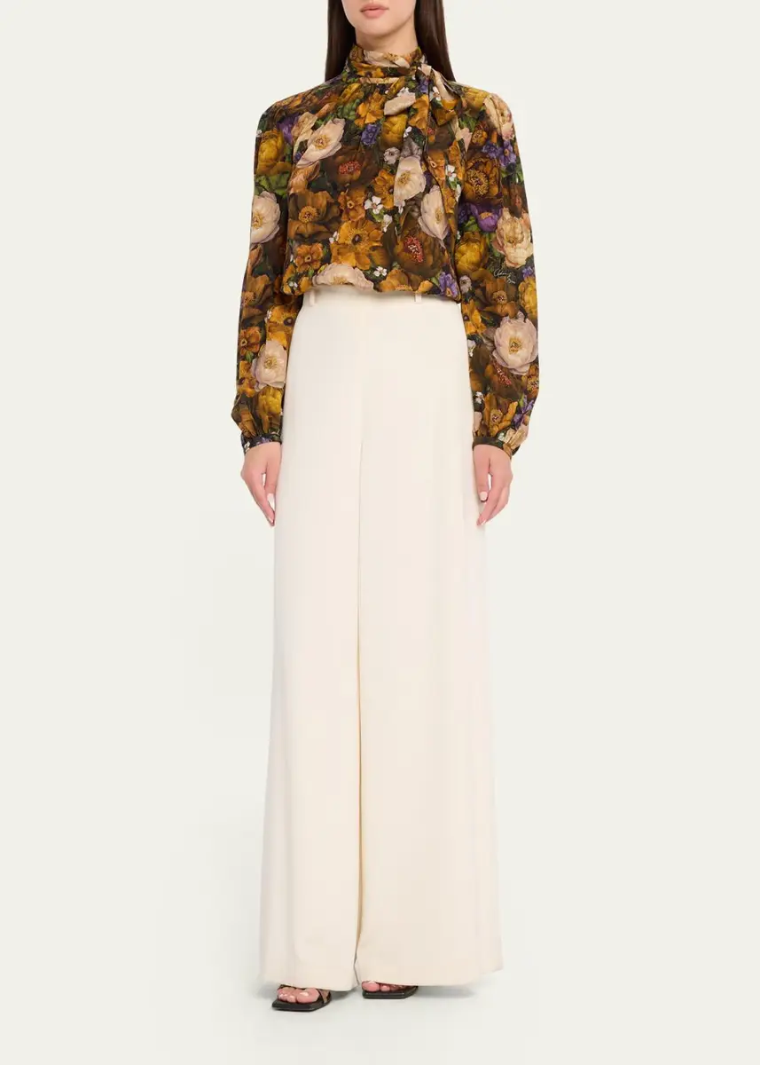 Adam Lippes Joan Floral Silk Neck Scarf Long-Sleeve Top | Thumbnail 2 Adam Lippes Joan Floral Silk Neck Scarf Long-Sleeve Top | Thumbnail 2