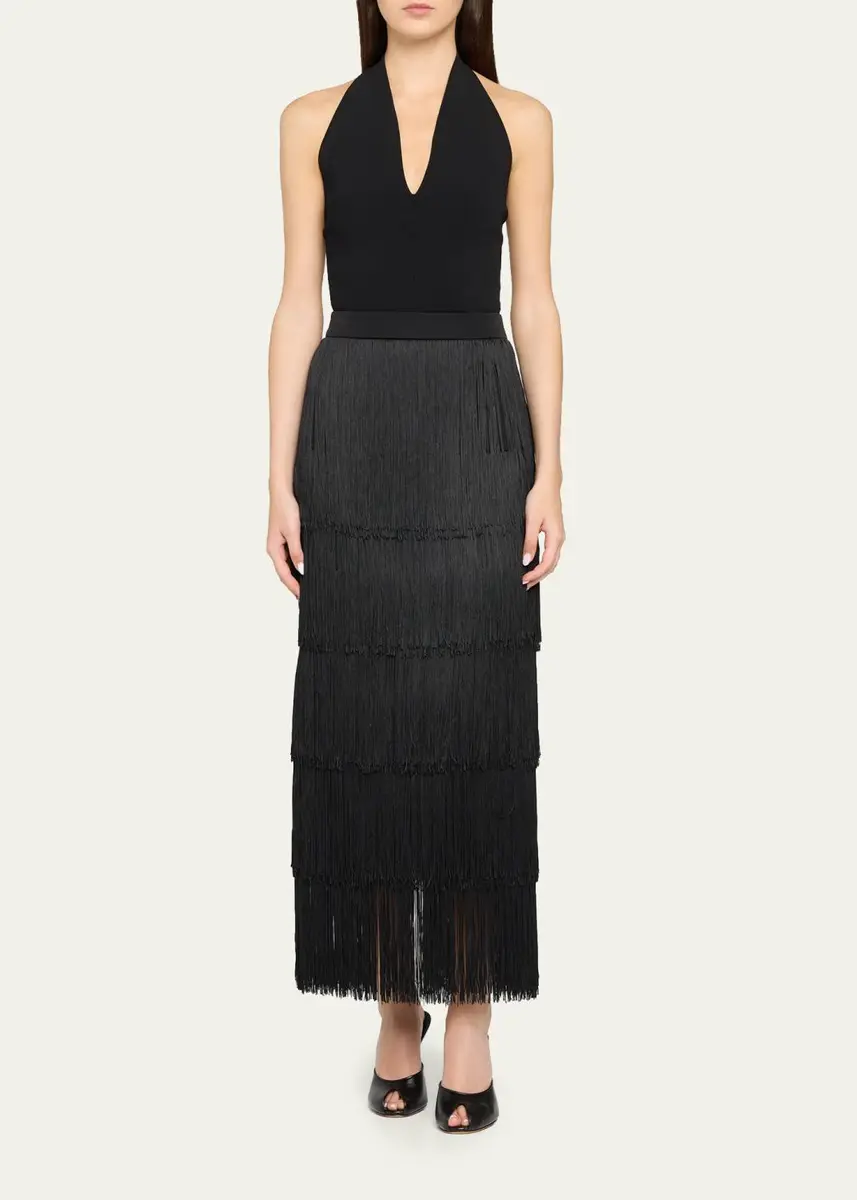 L'Agence Karolyn Fringe Midi Skirt | Thumbnail 2 L'Agence Karolyn Fringe Midi Skirt | Thumbnail 2