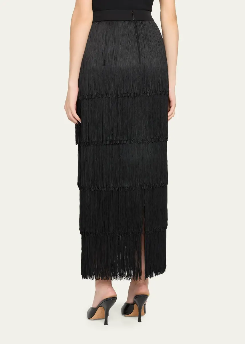 L'Agence Karolyn Fringe Midi Skirt | Thumbnail 3 L'Agence Karolyn Fringe Midi Skirt | Thumbnail 3