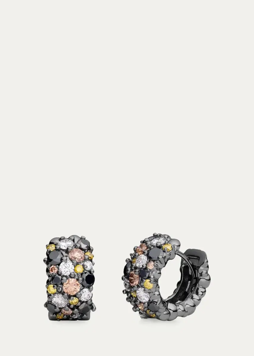 Paul Morelli 18K Black Multi-Diamond Confetti Snap Hoop Earrings | Thumbnail 2 Paul Morelli 18K Black Multi-Diamond Confetti Snap Hoop Earrings | Thumbnail 2