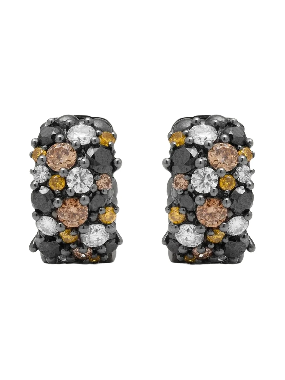 18K Black Multi-Diamond Confetti Snap Hoop Earrings 18K Black Multi-Diamond Confetti Snap Hoop Earrings