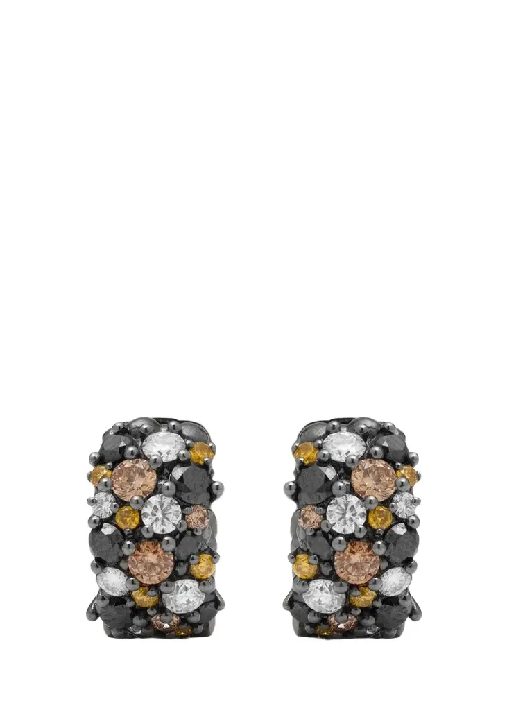 18K Black Multi-Diamond Confetti Snap Hoop Earrings 18K Black Multi-Diamond Confetti Snap Hoop Earrings