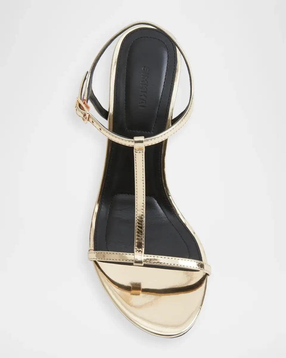 Simkhai 90mm Stacey Metallic Leather T-Strap Sandals | Thumbnail 3 Simkhai 90mm Stacey Metallic Leather T-Strap Sandals | Thumbnail 3
