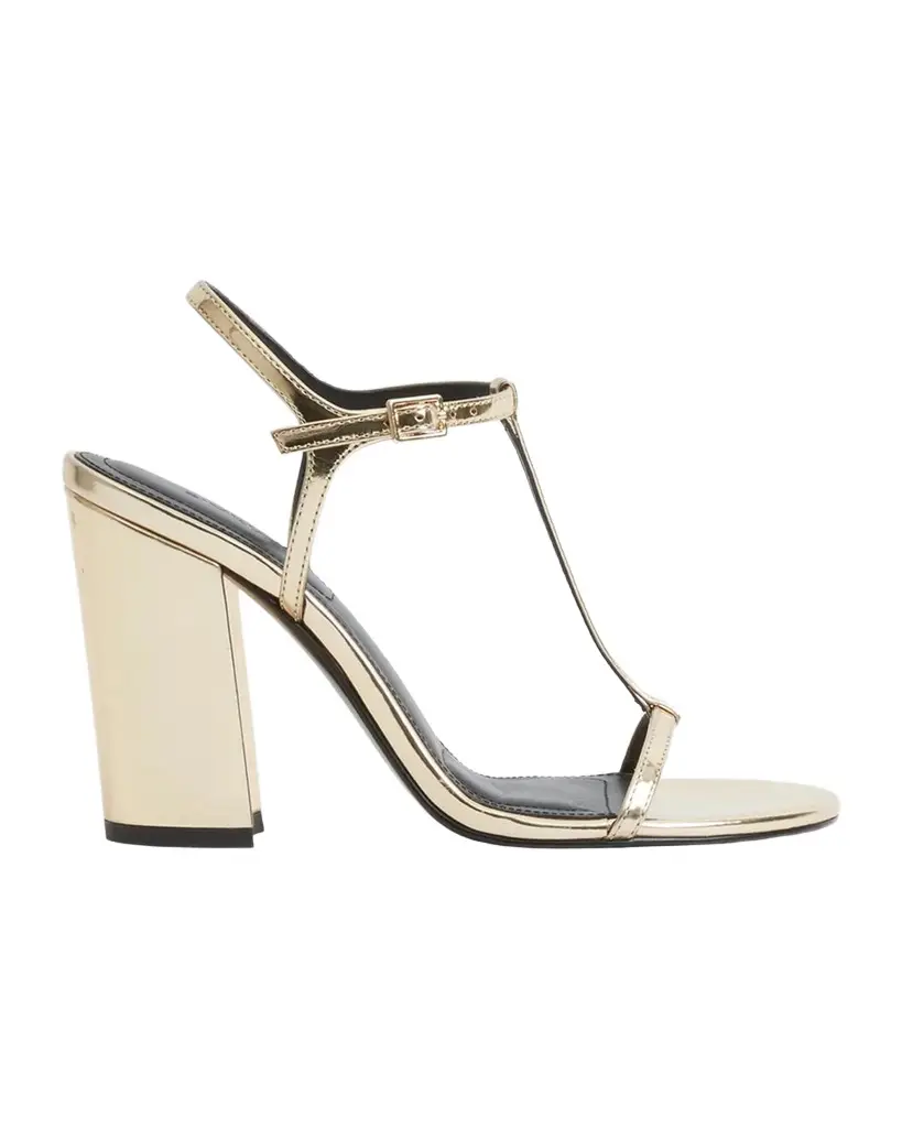 Simkhai 90mm Stacey Metallic Leather T-Strap Sandals