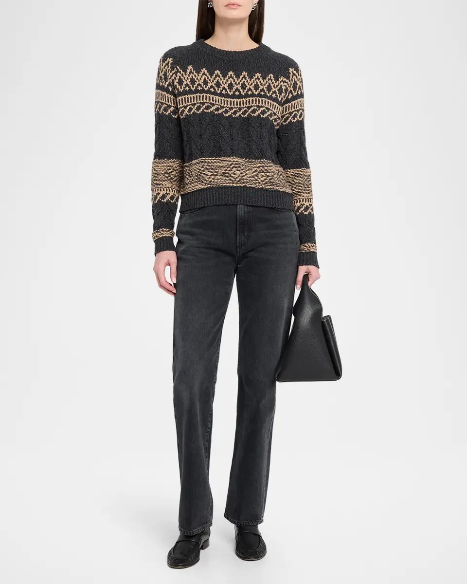 Autumn Cashmere Cable-Knit Fair Isle Cotton Sweater | Thumbnail 2 Autumn Cashmere Cable-Knit Fair Isle Cotton Sweater | Thumbnail 2