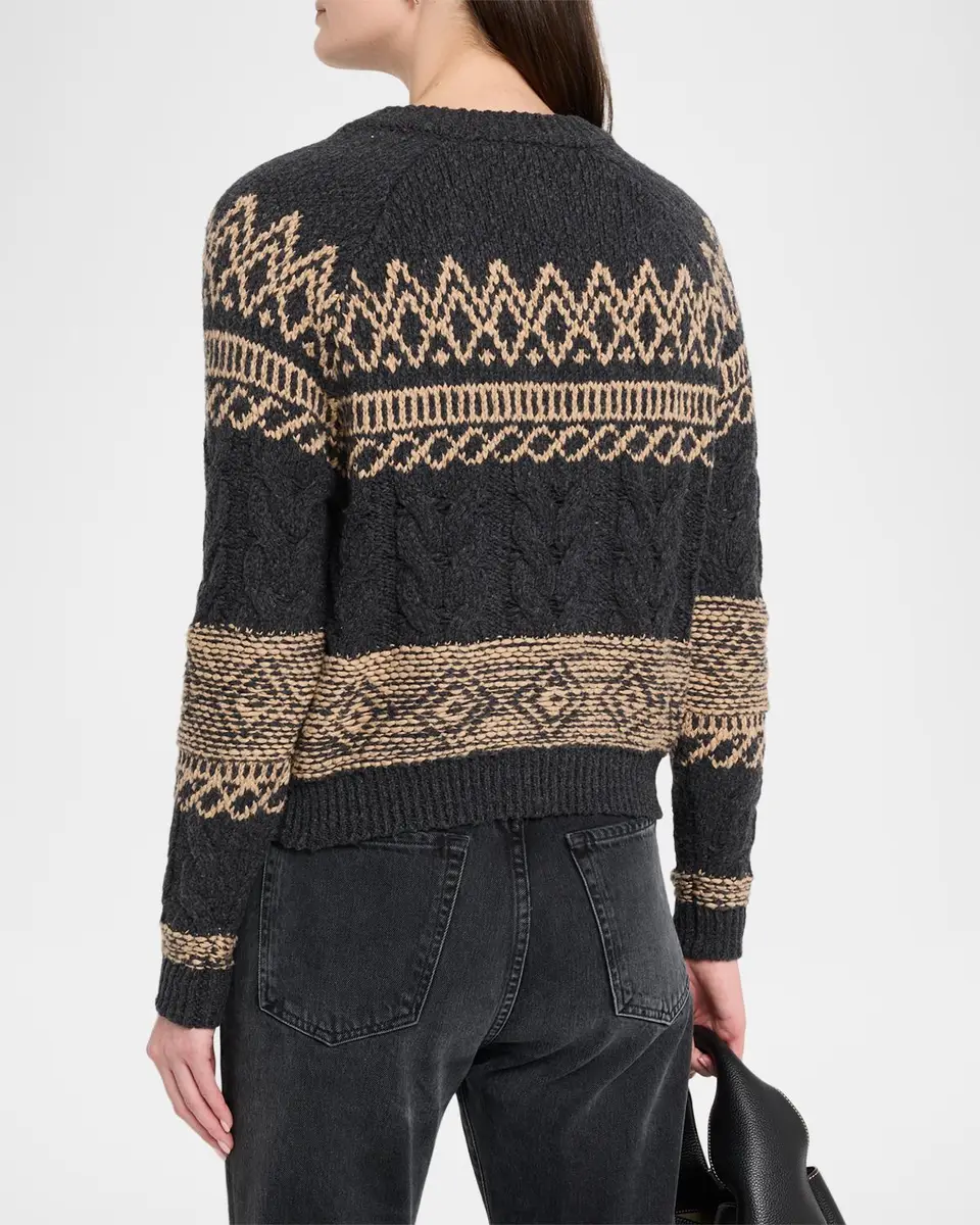 Autumn Cashmere Cable-Knit Fair Isle Cotton Sweater | Thumbnail 3 Autumn Cashmere Cable-Knit Fair Isle Cotton Sweater | Thumbnail 3