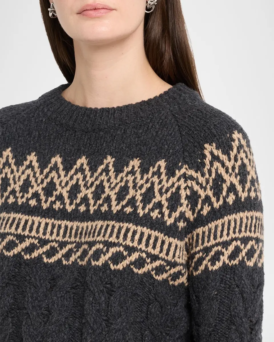Autumn Cashmere Cable-Knit Fair Isle Cotton Sweater | Thumbnail 5 Autumn Cashmere Cable-Knit Fair Isle Cotton Sweater | Thumbnail 5