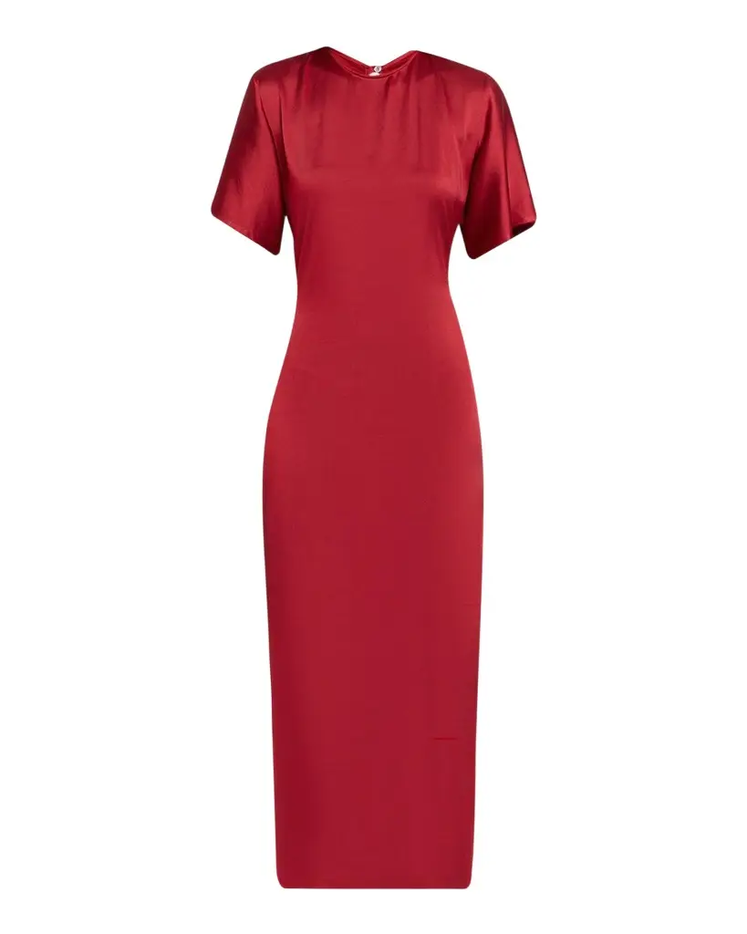 FFORME Imogen Fluid Satin Gathered Godet Midi Dress | Image 1 FFORME Imogen Fluid Satin Gathered Godet Midi Dress | Image 1