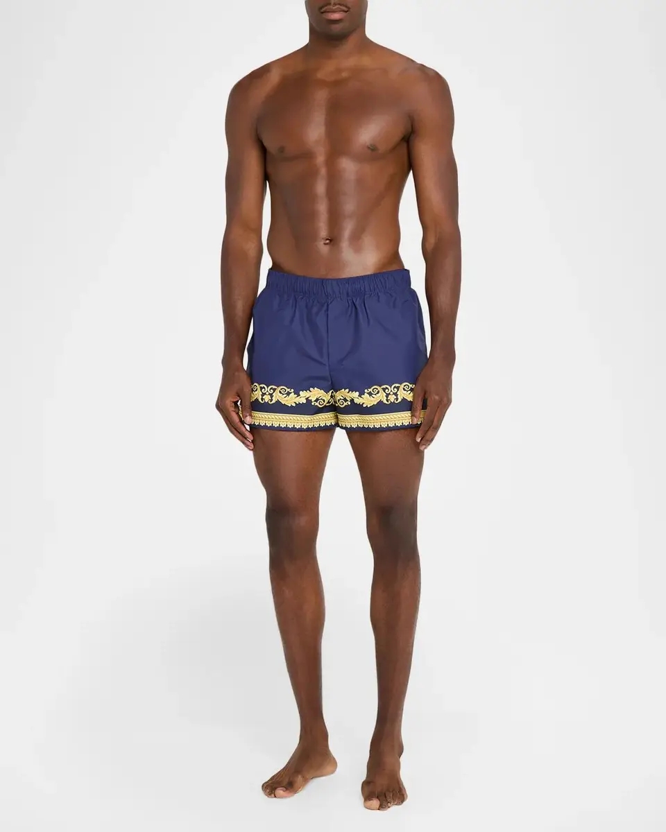 Versace Men's Baroque-Trim Swim Trunks | Thumbnail 2 Versace Men's Baroque-Trim Swim Trunks | Thumbnail 2