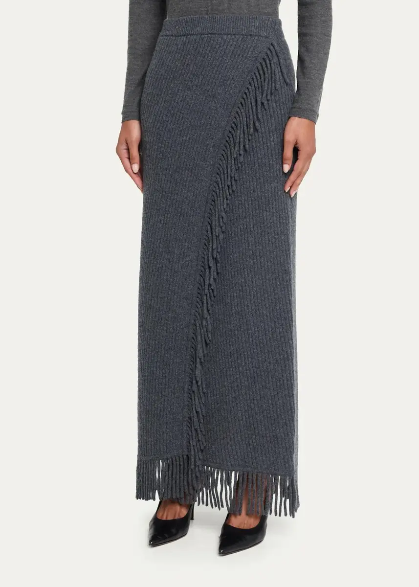 Simkhai Casey Ribbed Fringe-Trim Midi Skirt | Thumbnail 4 Simkhai Casey Ribbed Fringe-Trim Midi Skirt | Thumbnail 4