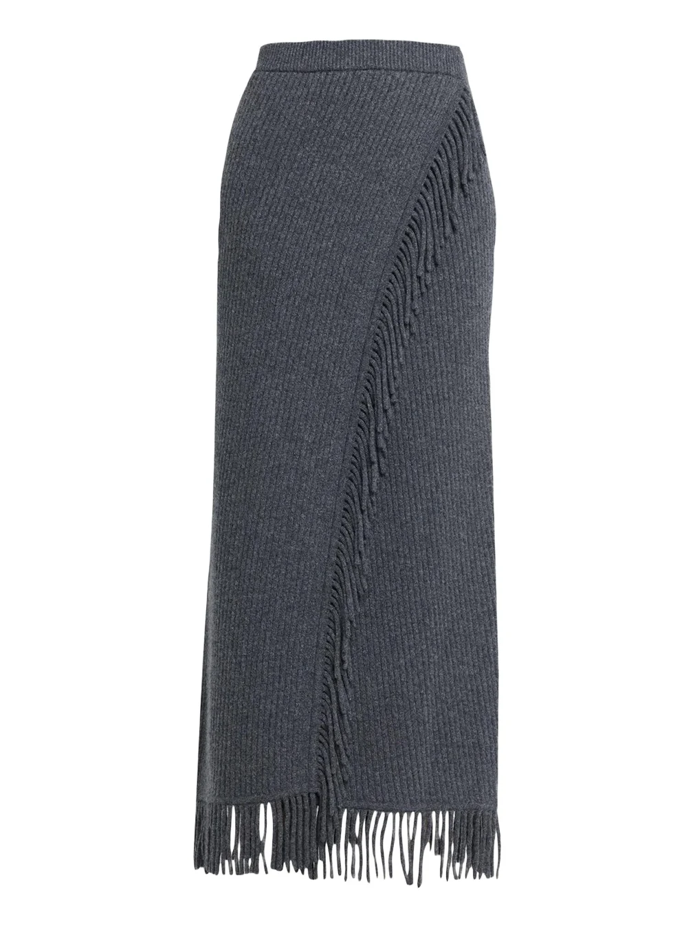 Casey Ribbed Fringe-Trim Midi Skirt Casey Ribbed Fringe-Trim Midi Skirt