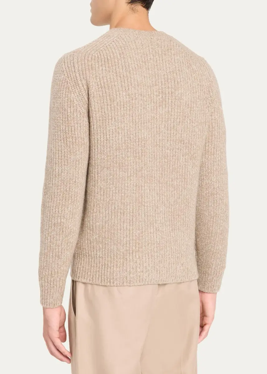 Cesare Attolini Men's Cashmere Rib-Knit Crewneck Sweater | Thumbnail 3 Cesare Attolini Men's Cashmere Rib-Knit Crewneck Sweater | Thumbnail 3