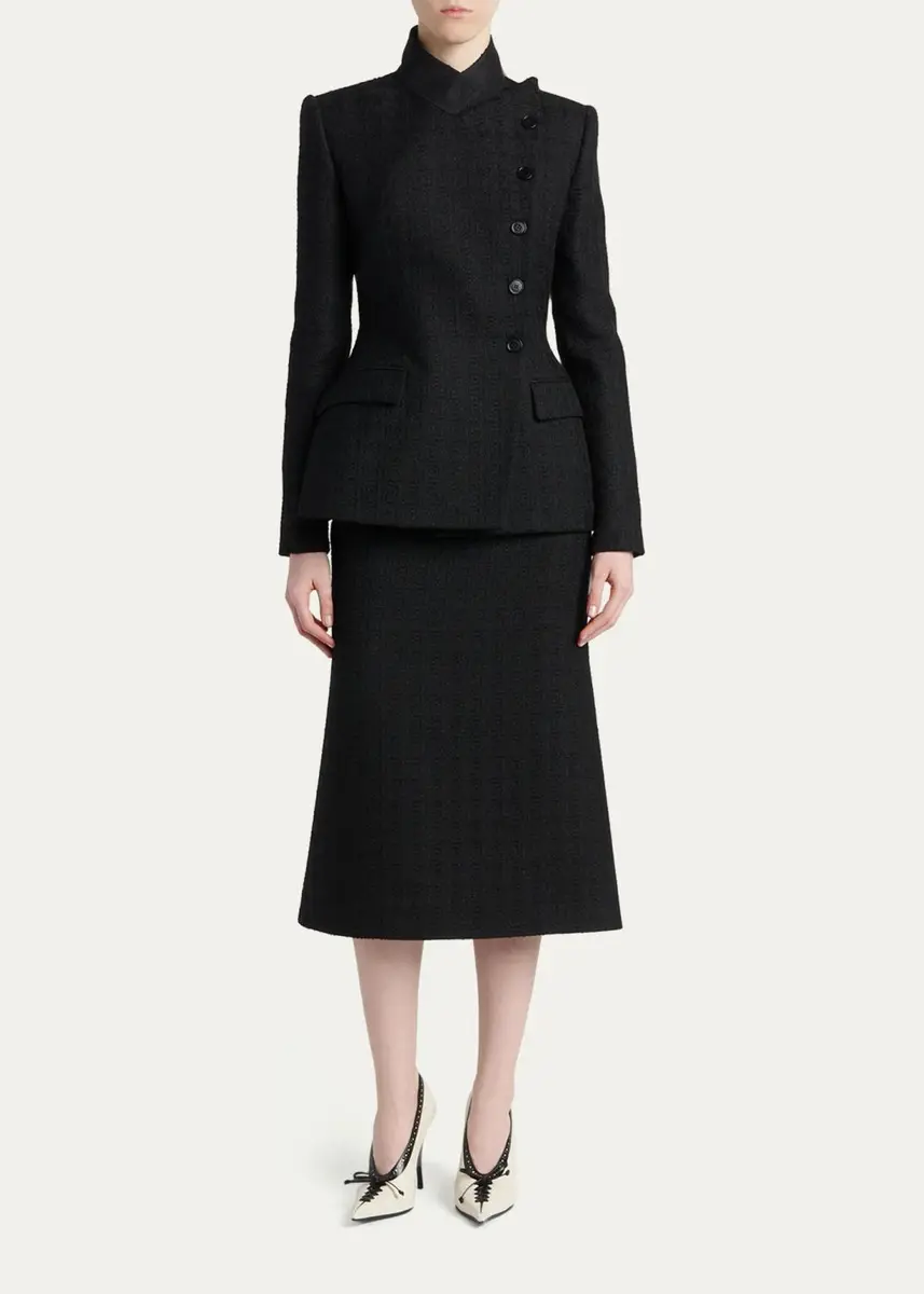 Alexander McQueen Sweetheart-Waist Lightweight Tweed Midi Skirt | Thumbnail 2 Alexander McQueen Sweetheart-Waist Lightweight Tweed Midi Skirt | Thumbnail 2