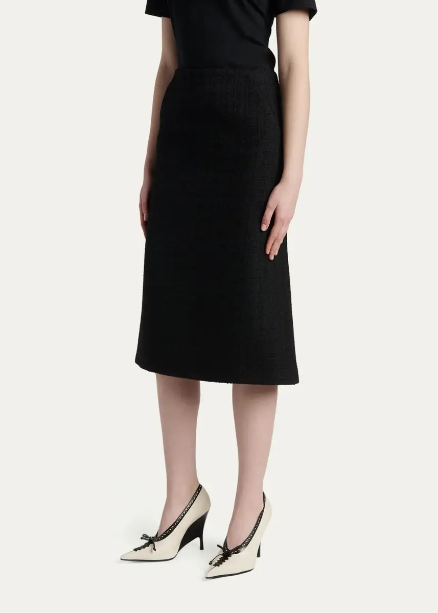 Alexander McQueen Sweetheart-Waist Lightweight Tweed Midi Skirt | Thumbnail 4 Alexander McQueen Sweetheart-Waist Lightweight Tweed Midi Skirt | Thumbnail 4