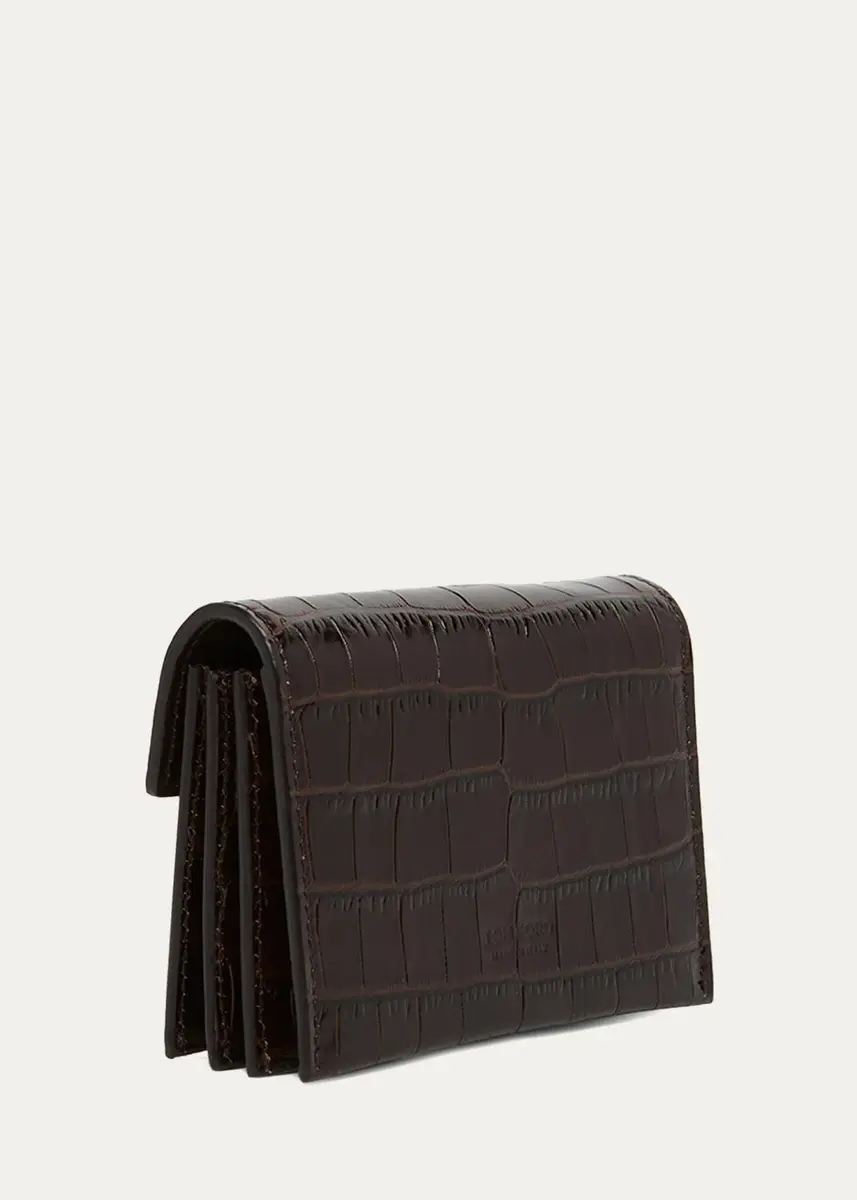 Tom Ford Mia Croc-Embossed Leather Crossbody Card Holder | Thumbnail 3