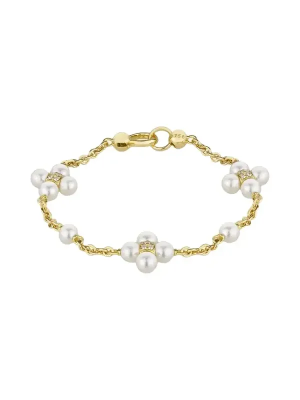 18K Yellow Gold Pearl and Diamond Sequence Bracelet