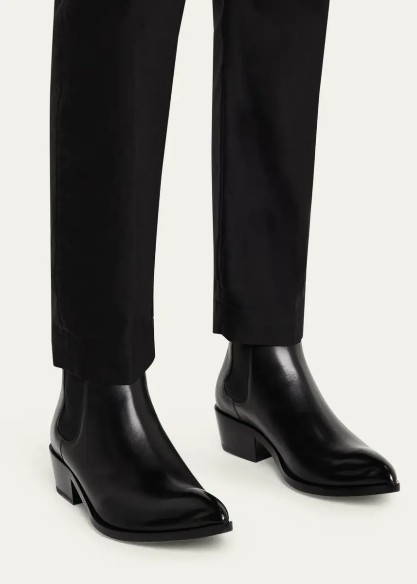 Tom Ford Men's Burnished Leather Chelsea Boots | Thumbnail 2