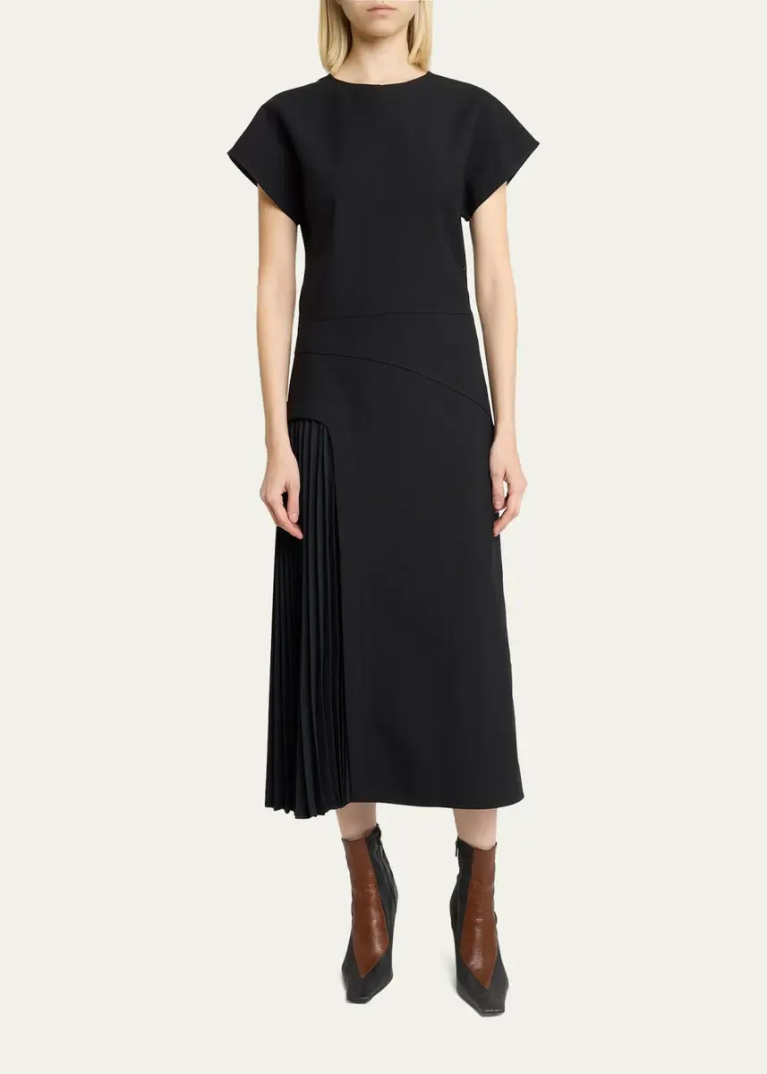 Proenza Schouler Ria Cap-Sleeve Pleated Panel Midi Dress | Thumbnail 2 Proenza Schouler Ria Cap-Sleeve Pleated Panel Midi Dress | Thumbnail 2