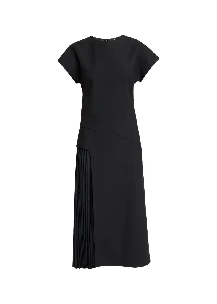 Proenza Schouler Ria Cap-Sleeve Pleated Panel Midi Dress | Image 1 Proenza Schouler Ria Cap-Sleeve Pleated Panel Midi Dress | Image 1
