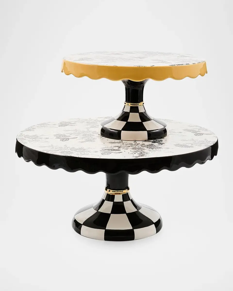 MacKenzie-Childs Bee Toile Large Ceramic Cake Stand | Thumbnail 2
