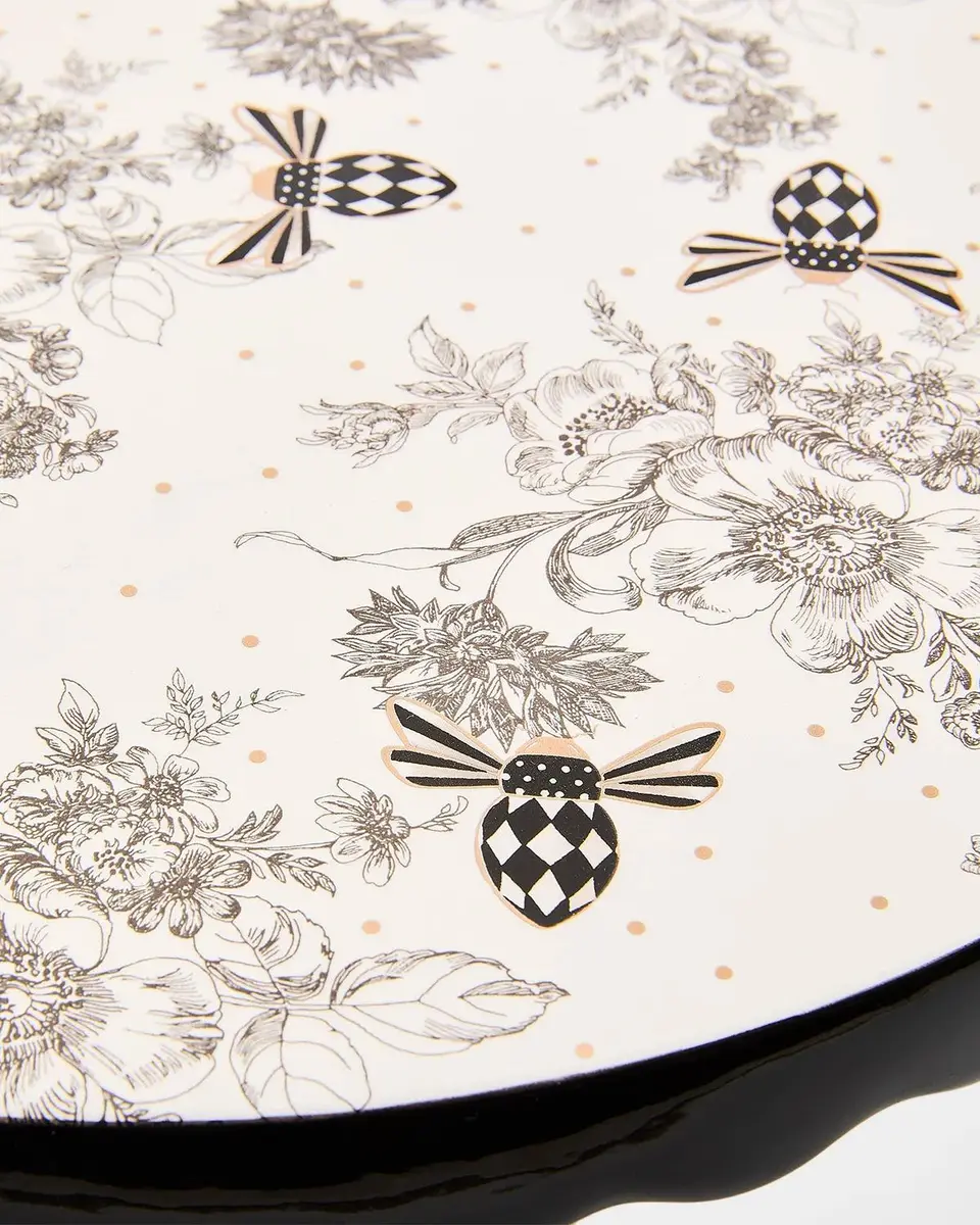 MacKenzie-Childs Bee Toile Large Ceramic Cake Stand | Thumbnail 3