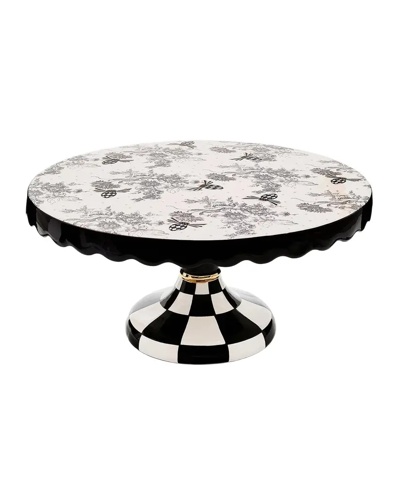 MacKenzie-Childs Bee Toile Large Ceramic Cake Stand