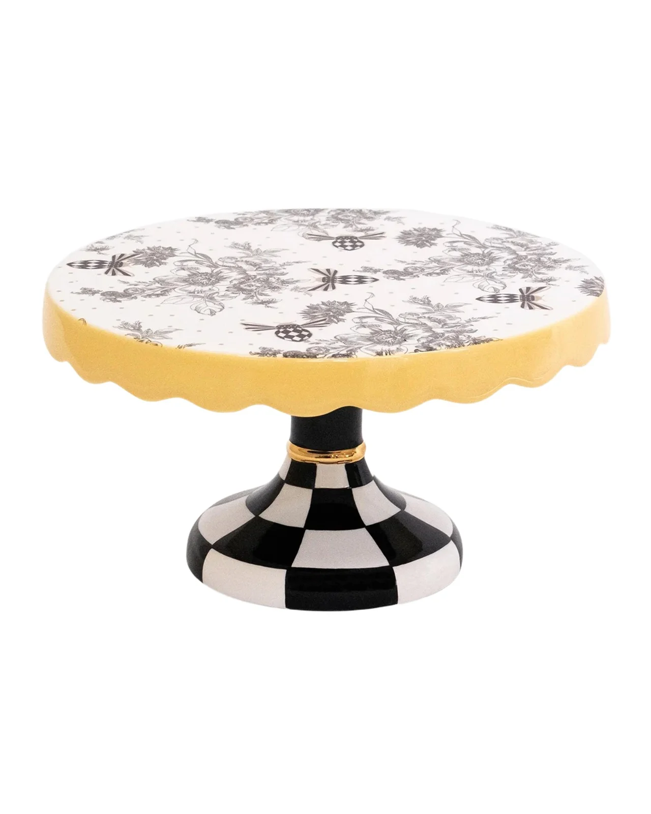 MacKenzie-Childs Bee Toile Ceramic Cake Stand
