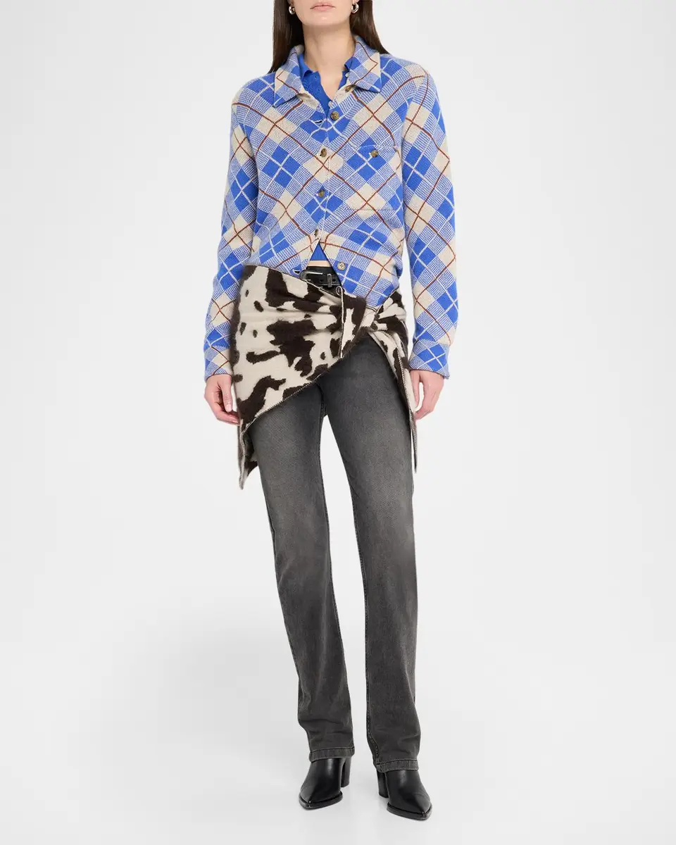 Guest In Residence Grizzly Cowhide Wild Rag Cashmere Scarf | Thumbnail 2