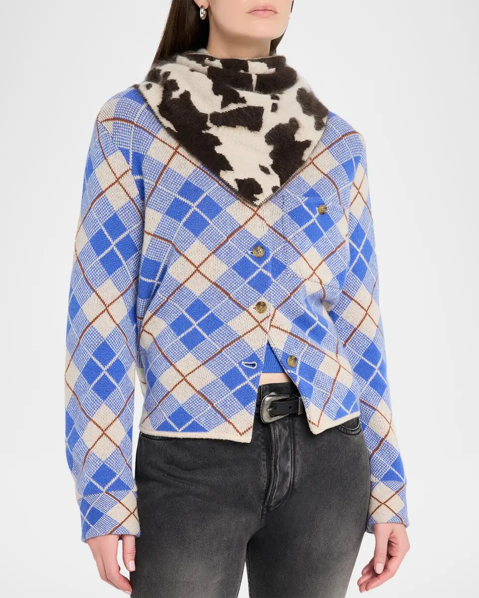 Guest In Residence Grizzly Cowhide Wild Rag Cashmere Scarf | Thumbnail 3