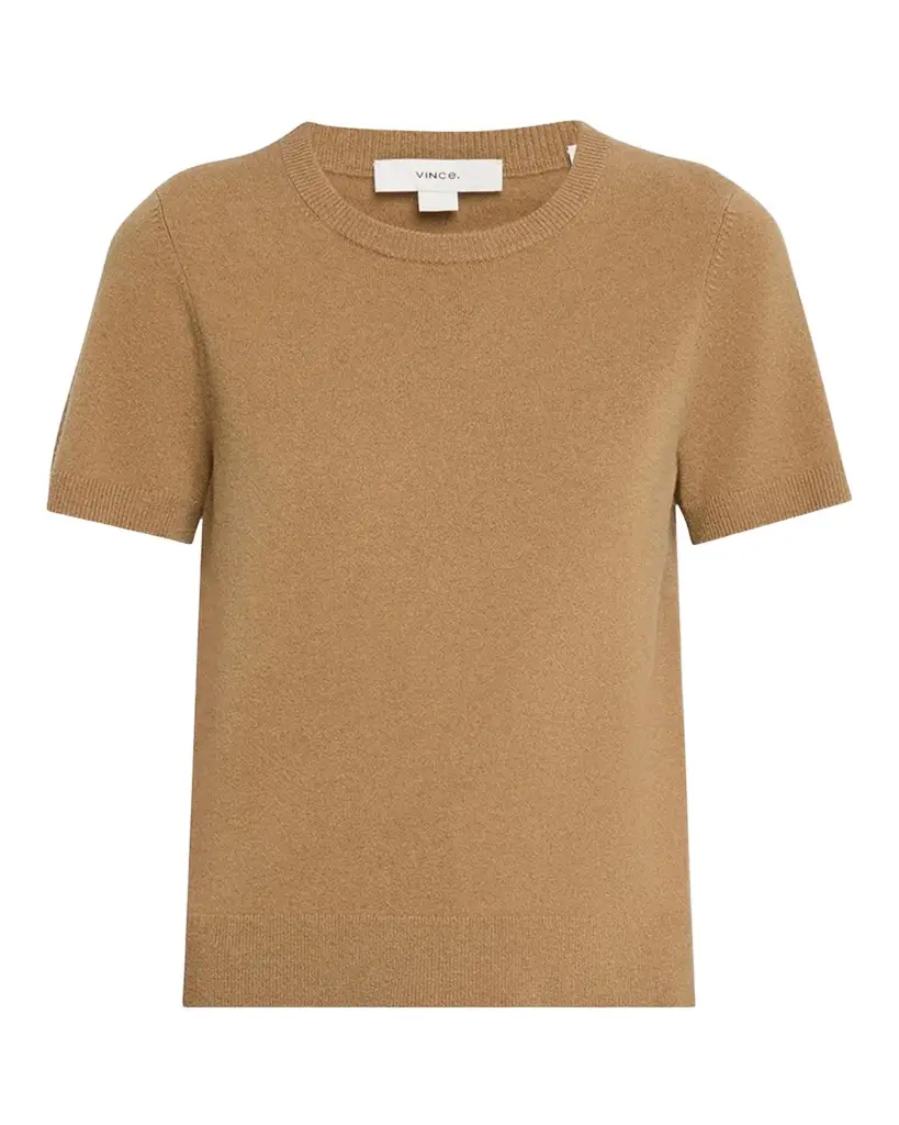 Vince Cashmere-Blend Short-Sleeve Crewneck Sweater | Image 1 Vince Cashmere-Blend Short-Sleeve Crewneck Sweater | Image 1
