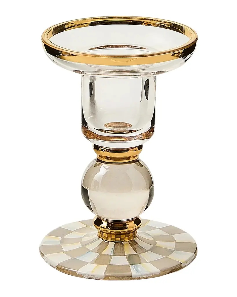 MacKenzie-Childs Sterling Check Glass Candleholder